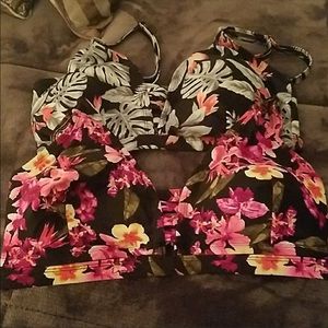 Set of F21 floral sports bras